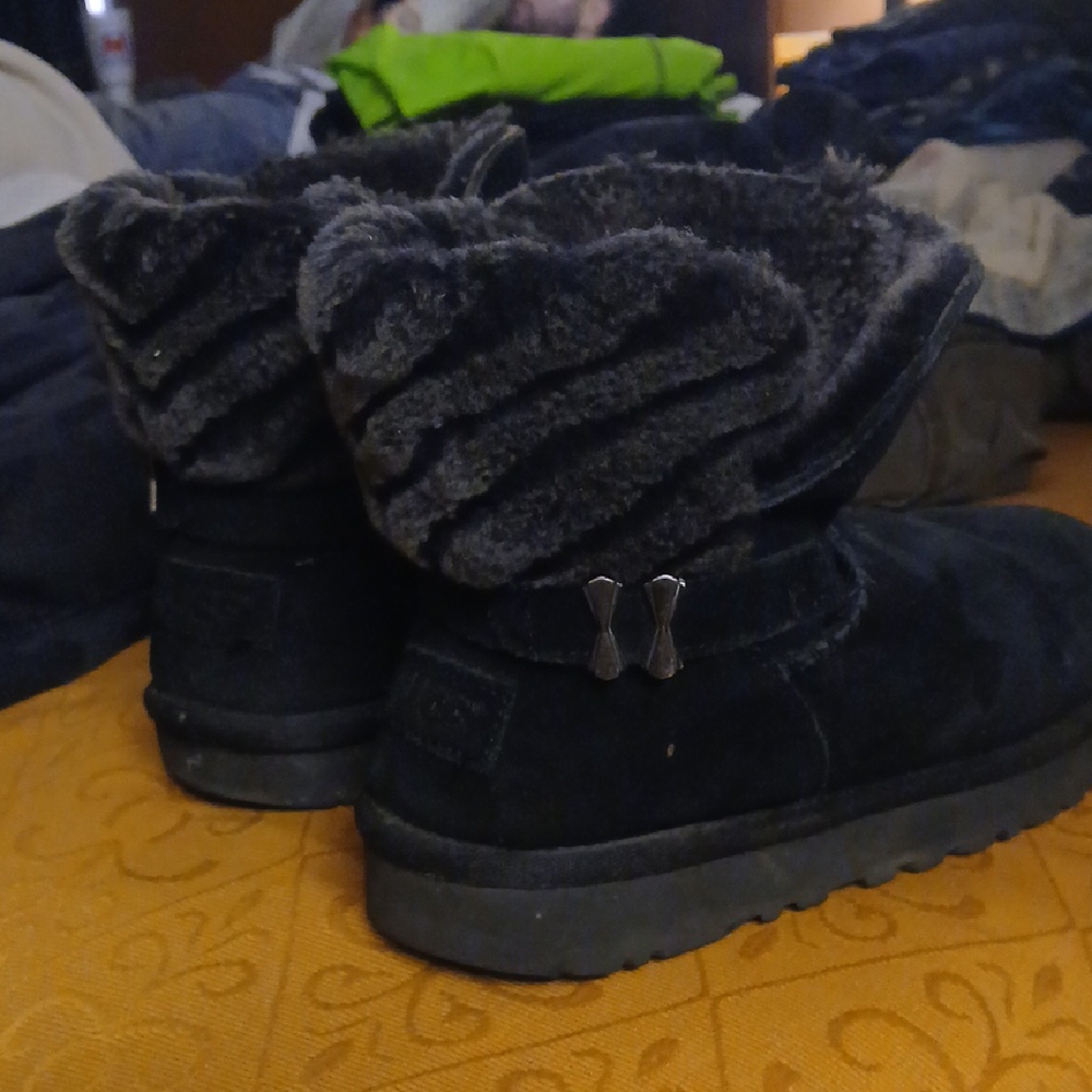 UGG Black Suede Boots with Plush Lining